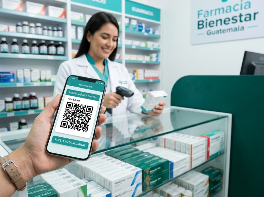 Receta digital con código QR verificable presentada por un paciente